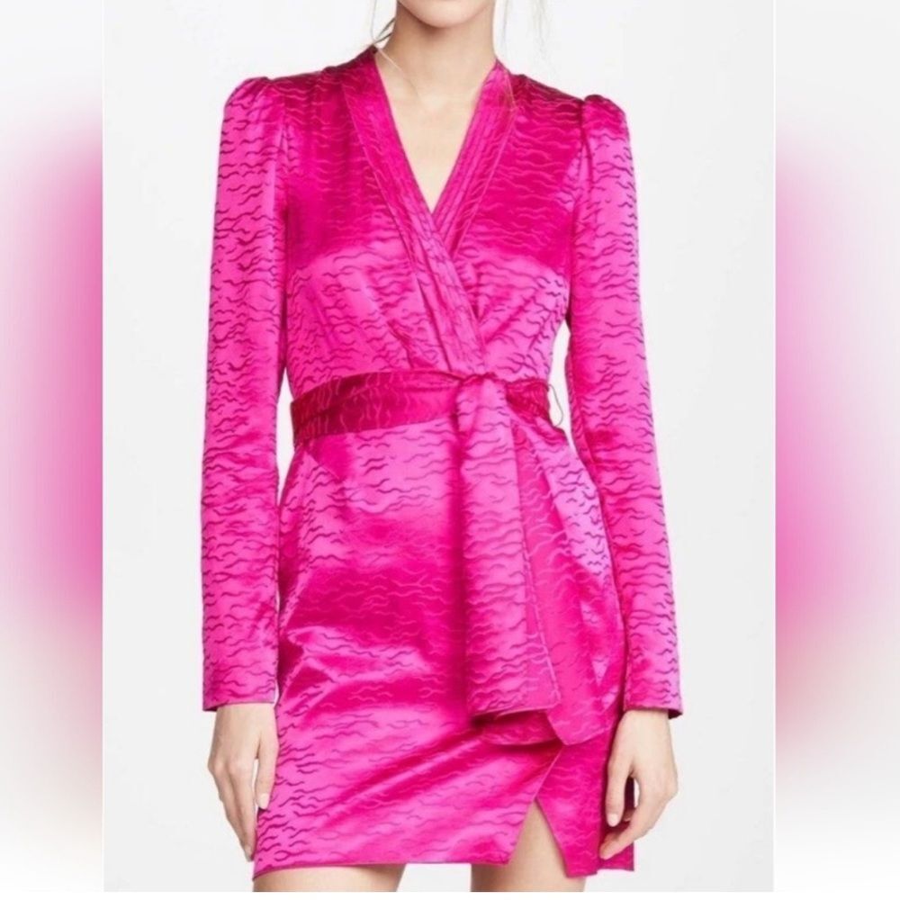 Saloni Bibi Dress, Vivid Magenta, NWT, Missing Belt, Size 10